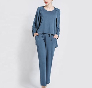 Ropa de Dormir para Mujer, Pijamas de Algodón, Pijamas para Mujer, Camisón, Conjuntos de Tres Piezas - Product Image 2