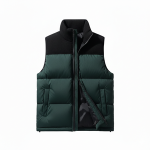 Chaleco Acolchado Cortavientos Casual para Hombre, Sin Mangas, Invierno, Diseño Color Block, Cuello Alto, Cremallera, Exterior, Venta al por Mayor OEM - Product Image 1