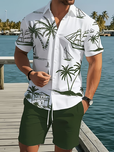 Summer Casual Men's Shorts Set Solid Pattern 100% Cotton Quick Dry for Outdoor Sports and Beach Use - Product Image 2