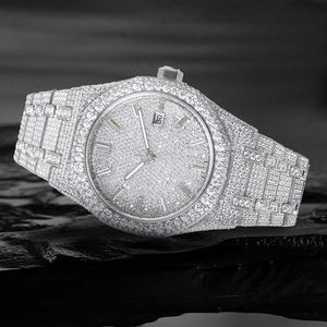 Relojes de Lujo de Diseño con Movimiento Mecánico Automático y Zafiro, Relojes con Incrustaciones de Moissanita VVS para Hombre, Venta al Por Mayor - Product Image 1