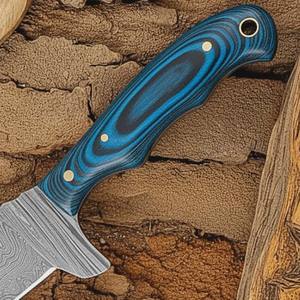 Couteau de boucher de cowboy en acier Damas forgé à la main, couteau de ranch personnalisé OEM à lame pleine, manche en bois avec étui en cuir type pancake - Product Image 6