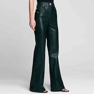 Pantalones de Vestir Elegantes para Mujer, Cintura Alta, Cuero Sintético PU, Resistentes al Viento y Transpirables, Ideales para Uso Casual y Formal - Product Image 2