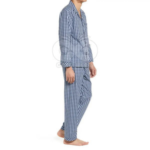 Ensemble de pyjama deux pièces pour homme, directement de l'usine, en coton doux, vêtements de nuit confortables, vêtements de maison avec logo personnalisé - Product Image 3