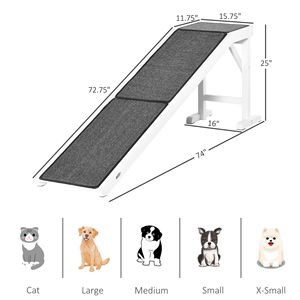 Rampa Plegable para Perros con Plataforma Superior Antideslizante Gris y Blanca, Accesorio Conveniente para Camas de Mascotas - Product Image 2