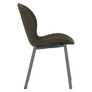 Chaise de salle à manger minimaliste rembourrée vert armée avec pieds en métal robustes pour villa et appartement modernes - Product Image 3
