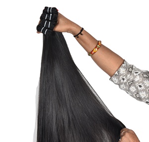Extensions de cheveux indiens Remy vierges bruts à 100 %, double trame machine, lots de mèches ondulées, noir naturel, sans traitement chimique - Product Image 2