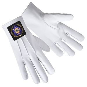 Gants en cuir véritable des Templiers avec patch noir, gants d'uniforme formel - Product Image 2
