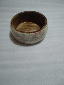 Bol à salade en bois imprimé émail avec cuillère, ensemble de vaisselle artistique fait main pour fruits, salades, collations, desserts, repas - Product Image 6