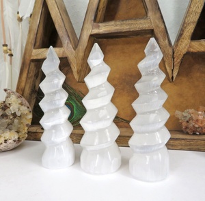 แท่นควอทซ์เคลือบแบบปรับแต่งได้,งานฝีมือหอคอยแบบเกลียว Selenite สำหรับตกแต่งบ้านจาก Exis คริสตัลส่งออก - Product Image 3