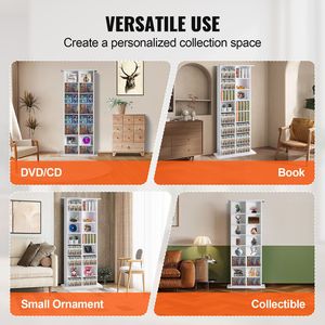 Meuble de rangement DVD moderne à 8 niveaux, support pour 464 CD avec 16 compartiments réglables, stockage de médias protecteur et organisé - Product Image 6