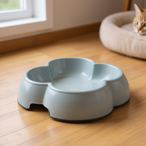 Comedero para Gatos de Plástico Resistente de 0.25L, Diseño Antideslizante con Tazones para Mascotas de 14 cm - Product Image 3