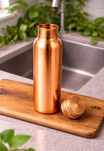 Modern Copper Water Glass Bottle Stylish Hydration <b>Drinkware</b> for Contemporary Homes Offices and Lifestyle Stores - Product Image 5