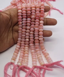 Perles Rondelles Lisses en Opale Rose Naturelle Ombrée AAA 8MM 9MM, Perles d'Opale Rose Authentiques, Rondelles d'Opale Rose Naturelle de 8 Pouces - Product Image 1