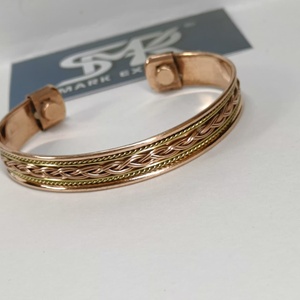 Premium Metal Craft Magnetic Copper Cuff <b>Bangle</b> Braided Chain Design Adjustable Open Bracelet Lightweight Handmade - Product Image 4