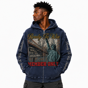 Sweat-shirt à capuche zippé surdimensionné pour homme Ready To Win Industries, style streetwear, motif imprimé, exclusivité membres - Product Image 6