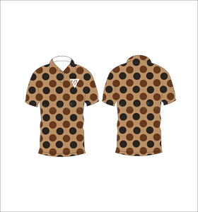 Polo pour homme marron et noir à pois, personnalisable par sublimation, manches courtes, décontracté, respirant, léger, pour le golf - Product Image 3