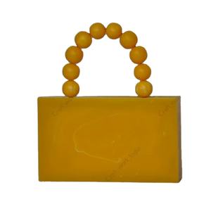 Bolso de mano tipo clutch de resina amarilla hecho a mano con asa de cuentas, bolso de lujo para fiestas nocturnas, bodas y eventos especiales para mujer - Product Image 1