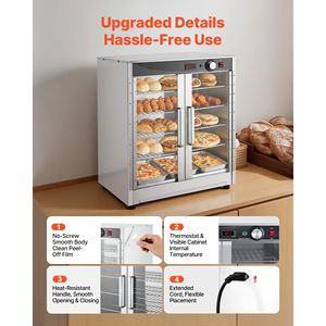 Scaldavivande Elettrico Commerciale a 5 Ripiani in Acciaio Inox con Vassoio per Acqua, Doppia Porta e Ripiani Regolabili - Product Image 6