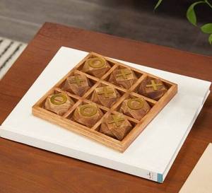 Tablero de Juego Tic Tac Toe Clásico de Madera, Portátil, Ecológico y Duradero, de 8x8 Pulgadas, para Niños y Adultos, para Decoración de Mesa de Centro - Product Image 3