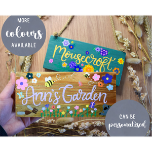 Letrero de Madera Personalizado al por Mayor para Jardín, Placa Decorativa Floral para Colgar en la Pared, Letrero Artesanal Pintado a Mano para Exteriores, Hogar y Jardín - Product Image 1