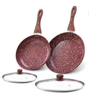 Juego de Sartenes de Hierro con Revestimiento de Acero Inoxidable, Antiadherentes, Resistentes al Calor, Compatibles con Inducción, con Mango de Plástico, Capacidad de 1-2L, para Cocina - Product Image 1