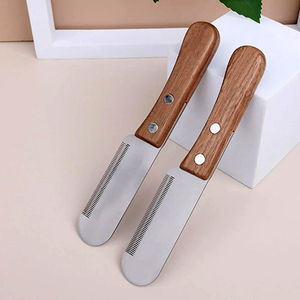Cuchillo deslanador de acero inoxidable con mango de madera para mascotas, peine profesional para afeitar y desplumar pelo de gatos y perros, herramientas de aseo para mascotas - Product Image 3