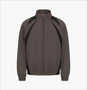 Ensemble coupe-vent pour homme, style tendance, à panneaux ondulés, col montant, en polyester, entièrement zippé, bicolore, personnalisable avec votre logo, et survêtements froissés pour garçon - Product Image 2