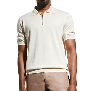 เสื้อยืดแฟชั่นผู้ชาย แขนสั้น ผ้าแคนวาส 100% คอปกปักลาย สไตล์ลำลอง - Product Image 4
