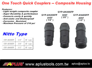 APLUS GYP-AN20SFP ONE TOUCH coupleur d'air mâle à dégagement rapide, matériau plastique PA66, filetage mâle 1/4" - Product Image 2