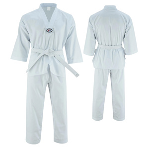 Uniforme de Taekwondo Blanco, 100% Algodón, Transpirable, Unisex, para Adultos, de una Pieza, con Logotipo Frontal - Product Image 4