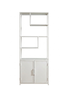 Modern <b>White</b> Iron <b>Bookcase</b> Storage Cabinet Display Shelving Unit Partition Rack for Living Room Office - Product Image 2