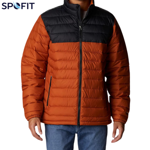 Chaqueta Acolchada SPOFIT para Hombre, Color Naranja y Negro, con Cuello Alto, Cierre de Cremallera, Resistente al Viento, para Invierno - Product Image 1