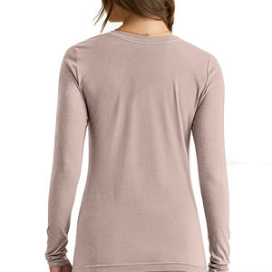 T-shirts à manches longues pour femmes en coton doux, personnalisables, sous-vêtements extensibles de couleur unie pour infirmières, coupe longue - Product Image 2
