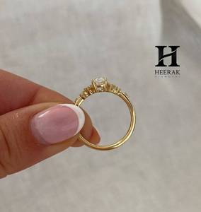 <b>Custom</b> 14K Yellow Gold Radiant Cut Lab Grown Diamond Engagement <b>Ring</b> 1.5ct VVS1 Certified Diamond Cluster <b>Ring</b> with Marquise - Product Image 2