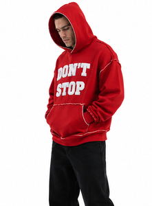 Men Oversized Street Wear Style Heavyweight Fleece Cotton Pullover Hoodie Chenille Embroidery Drop Shoulder Breathable Winter - Product Image 3