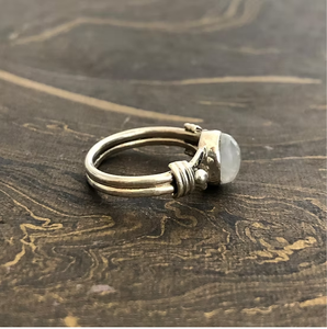 Vintage Style Double Layer Band Gemstone <b>Ring</b> with Moonstone Jewelry for Everyday Wear - Product Image 4