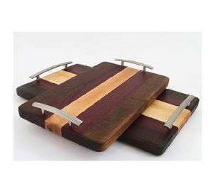 Plateau de petit-déjeuner en bois fait main, plateau de service en bois massif pour la maison, la cuisine, la salle à manger, la table basse, les collations et la présentation des aliments - Product Image 3