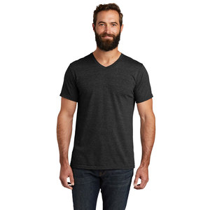 T-shirt en jersey 100% coton à manches courtes et col en V pour homme, coupe classique, vêtements décontractés - Product Image 1