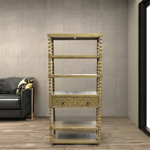 ห้าชั้นไม้เนื้อแข็ง Seine etagere ตู้หนังสือดีไซน์แบบดั้งเดิมประหยัดพื้นที่ทนทานสำหรับบ้านสำนักงานห้องนั่งเล่นโรงแรมพร้อมส่ง - Product Image 1