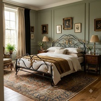 Lit de luxe réglable en fer forgé de style victorien, fait main, noir antique, pour chambre à coucher, hôtel ou maison