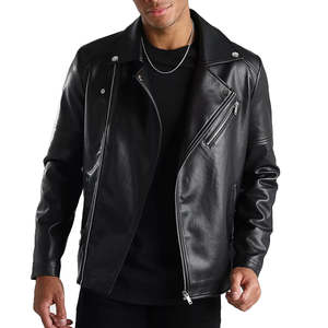 Veste en cuir véritable pour homme, style motard, nouvelle conception OEM, motif uni, fermeture éclair, respirante, pour l'hiver. - Product Image 1