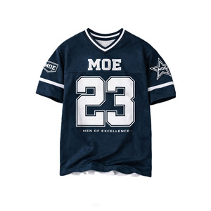 Maillot de football américain personnalisé pour hommes et femmes, uniforme d'équipe sublimé bleu foncé, maille respirante, col en V, vêtements de sport personnalisables - Product Image 4