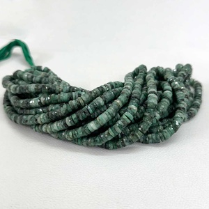 6mm 7mm naturel émeraude à facettes Heishi pneu pierres précieuses perles brin pierres précieuses pour la fabrication de bijoux bricolage produits en vrac en gros - Product Image 2