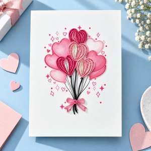 Wholesale Romantic Heart Balloon Quilling Card Custom <b>Handmade</b> Greeting Card With Envelope Artistic Gift <b>Paper</b> Card Manufacturer - Product Image 1
