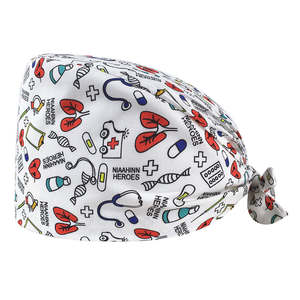 Bonnet chirurgical unisexe en gros, bonnets médicaux, bonnets de beauté pour femmes, bonnets de dentiste réglables à nouer, motif floral, 100 % coton - Product Image 2