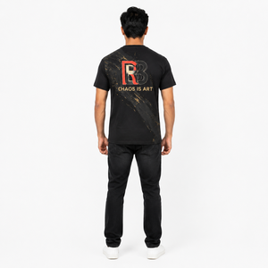 Men's Slim Fit Black Graphic T-<b>Shirt</b> with <b>Gold</b> Print Street Style O-Neck Short Sleeve Jersey Polyester Eco-Friendly 220g - Product Image 2