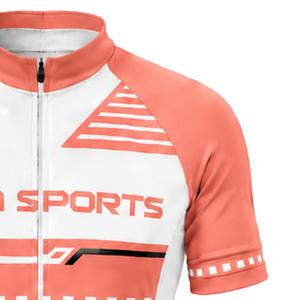 Ensemble maillot et short de cyclisme orange corail et blanc, manches courtes, fermeture éclair intégrale, séchage rapide, rembourré, pour course à vélo, entraînement et performance sportive - Product Image 6