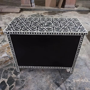 Cajón con Incrustaciones de Hueso de ILAHI, Diseño Moderno con Detalles de Ágata, Mueble Portátil para el Hogar - Product Image 1