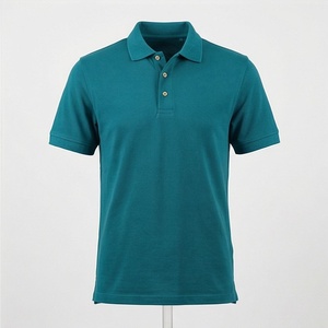 Polo en piqué 100 % coton pour homme, manches courtes, couleur turquoise, décontracté, respirant, coupe classique, design tricoté uni - Product Image 1