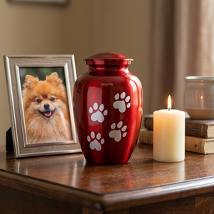 Top Selling Eco Friendly Pet Memorial Urn <b>for</b> Dog <b>Ashes</b> Solid Alloy Metal Cremation Jar Paw Print Design Personalized Pet Urns - Product Image 2